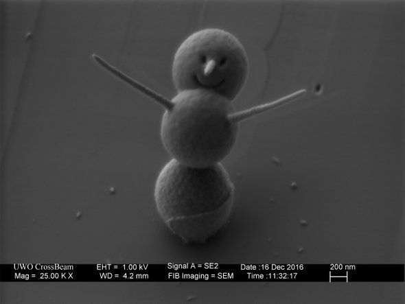 Small Snowman that stands just 3 micrometers tall.
