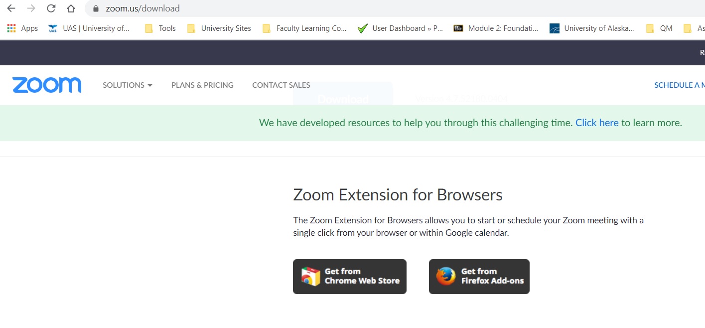 Picture showing the Zoom Extension page.